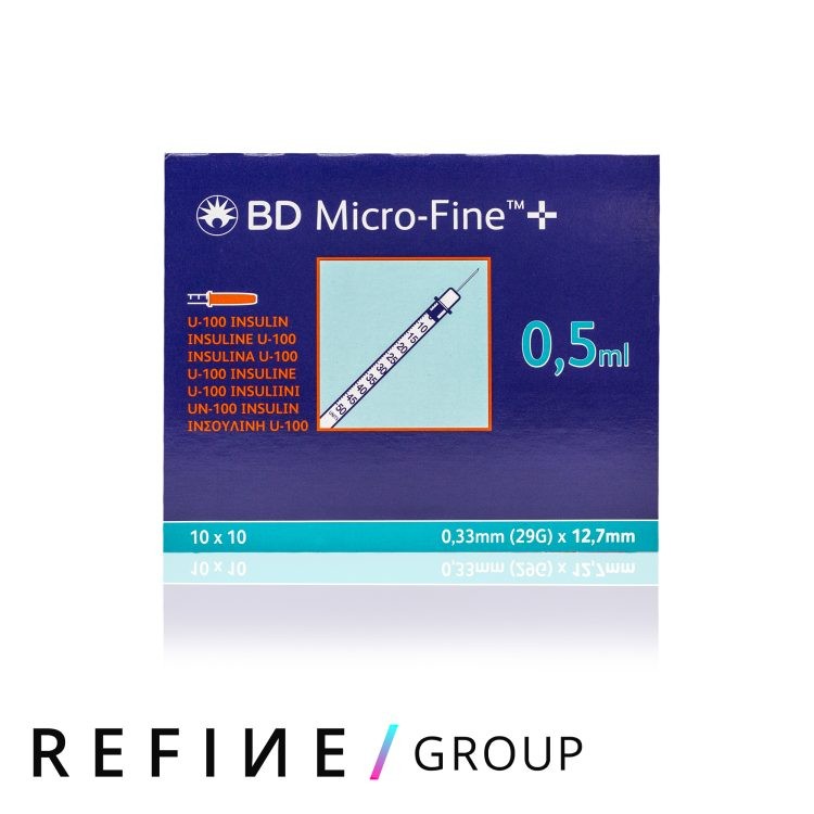 BD Micro-Fine 0.5 Insulin Syringe with 29G x 12.7 mm Needle (Pack of 100)